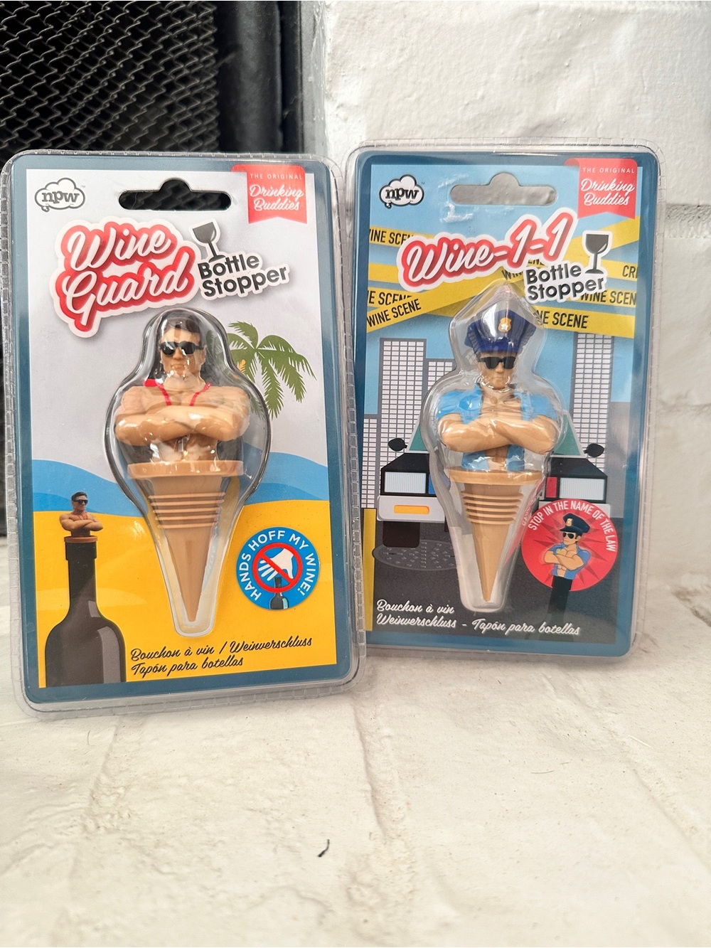 NPW Wine Bottle Stopper Police Officer Life Guard Hunky Cop beefcake muscle Fun